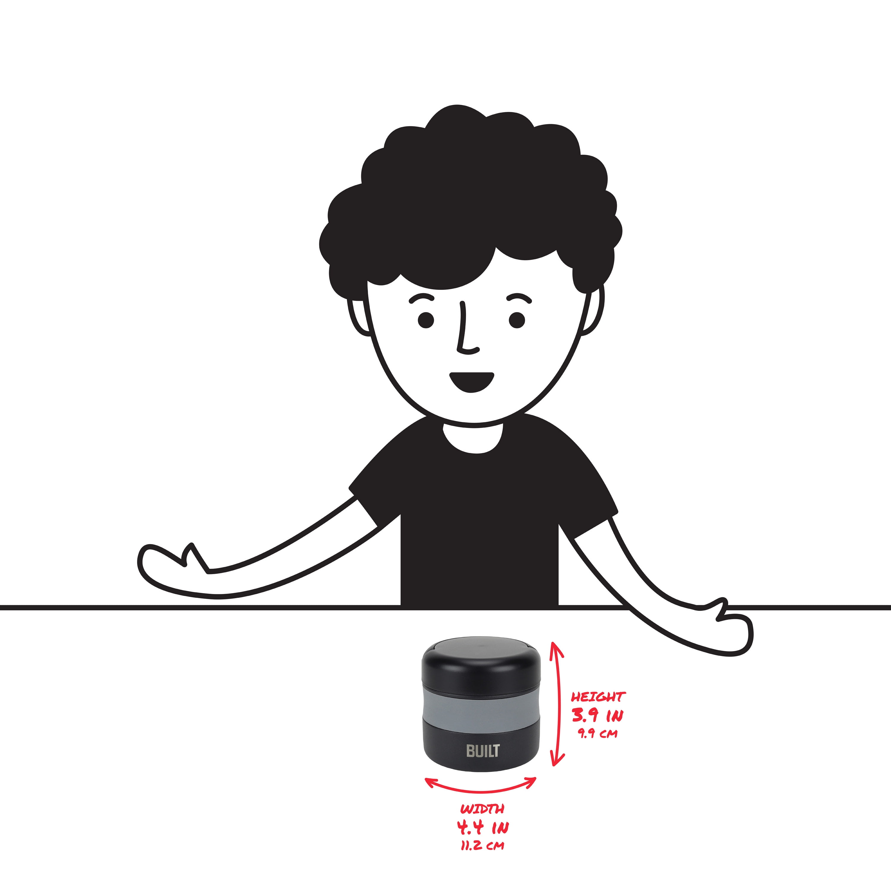 (3 pack) BUILT 12 oz Wide Mouth Vacuum Insulated Food Jar with Handle, Black and Gray, A Practical Choice for School Lunches and Activities to keep Meals Hot or Cold