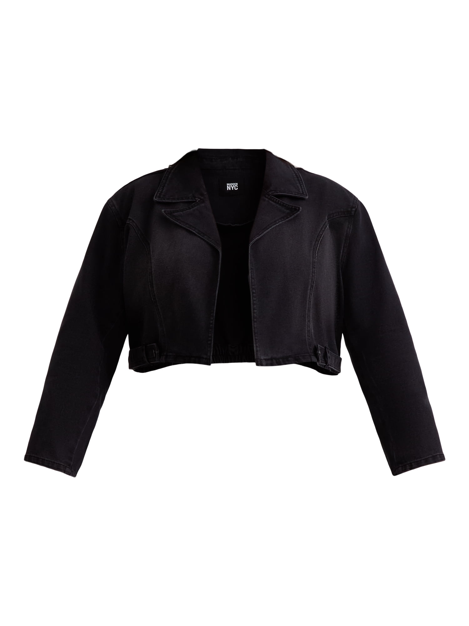Madden NYC Women's Edgy Cropped Denim Moto Jacket, XXS-XXL