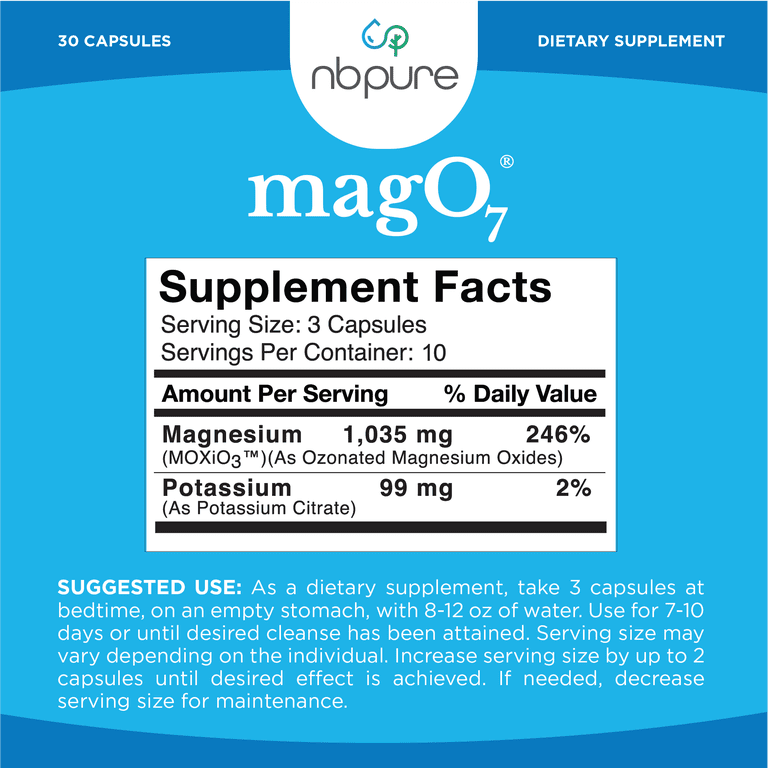 NB Pure Mag O7 Oxygen Digestive System and Colon Cleanse, 30 Vegan