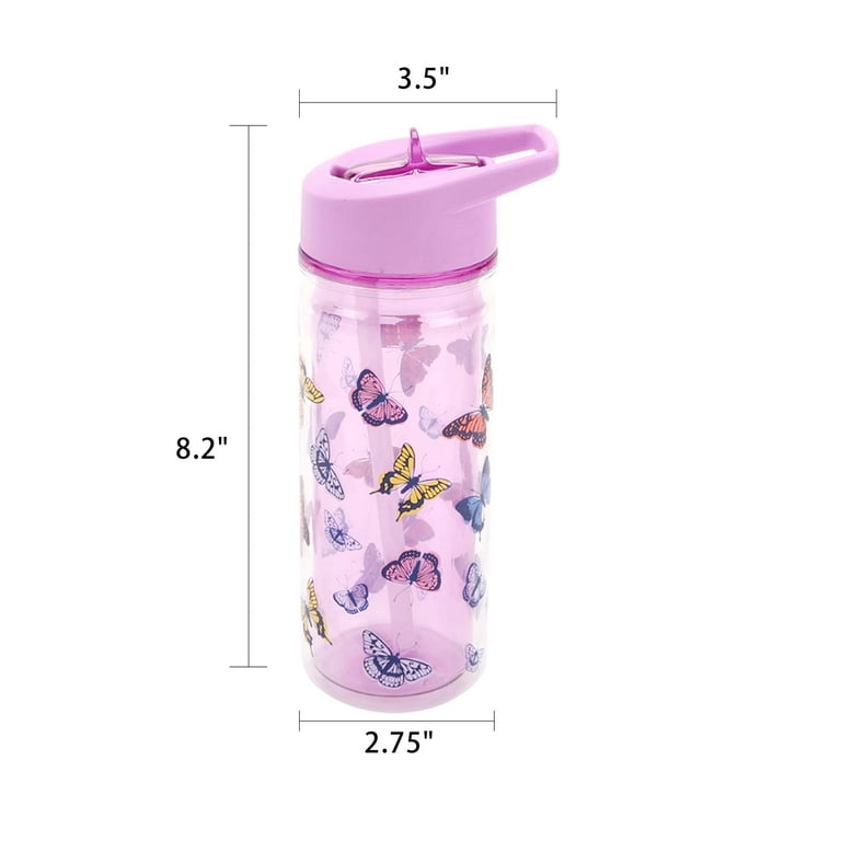 TAL Kids Polypropylene Water Bottle Tumbler With Straw 12 fl oz, Purple 
