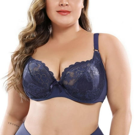 

Wenasi Women Lace Bras Perspective Embroidery Non Padded Lingerie