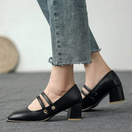 

Aayomet Women s Shallow Thick Shoes High-Heeled Toe Double- Fashion Women s high Show Story Heels for Women Thigh High Black 8