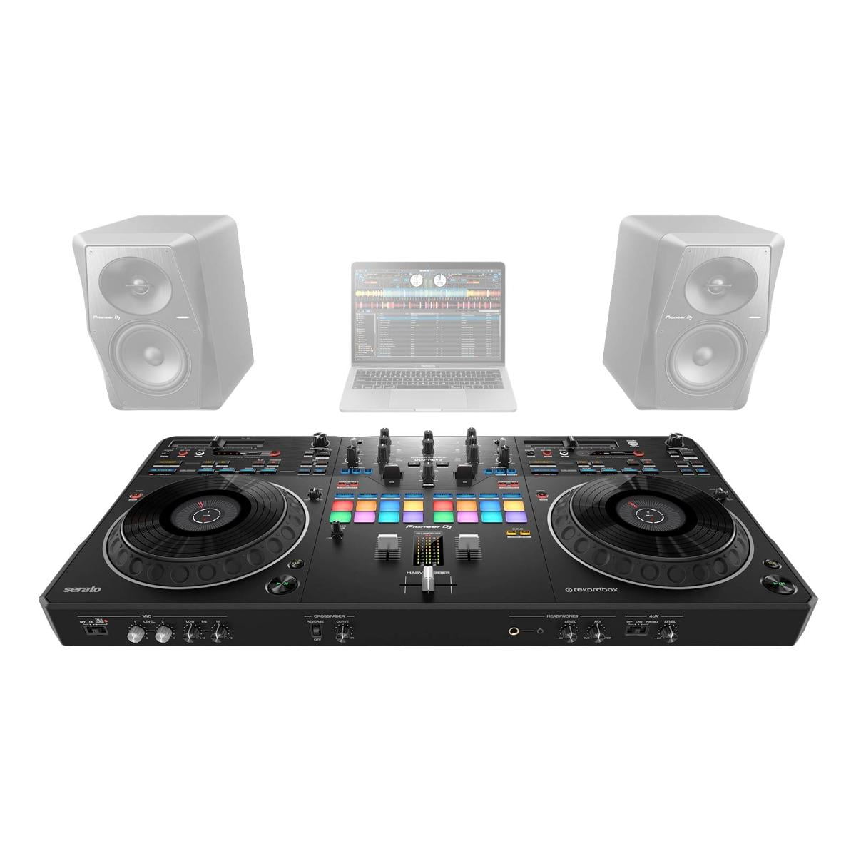 Pioneer DJ DDJ-REV5 DJ Controller with Black Flight Style Road Case & RGB LED Strip Kit Package