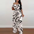 thumbnail image 2 of Gibobby Monos de Moda Mono de moda con cintura estampada de un hombro de verano para mujer(Beige， S), 2 of 5