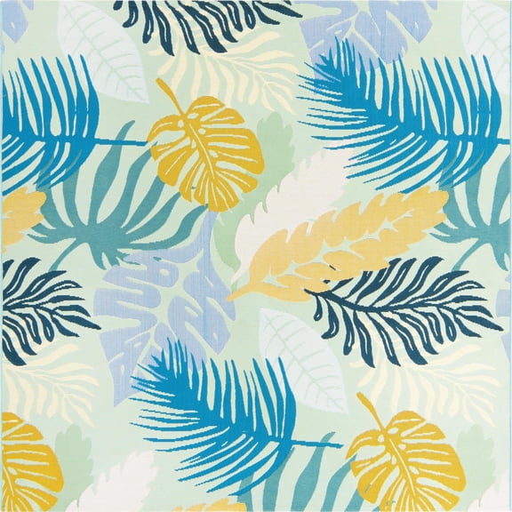 Unique Loom Outdoor Botanical Collection Area Rug - Limahuli (6' Square Multi/Blue)