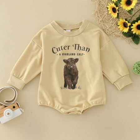 

NIUREDLTD Babys Girls Boys Winter Long Sleeve Romper Bodysuit Clothes Letter Cow Prints Outwear Fashion
