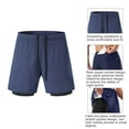 thumbnail image 6 of Men’s 2 in 1 Running Shorts with Pockets Quick Dry Breathable Active Gym Workout Shorts Navy Blue X-Large, 6 of 7