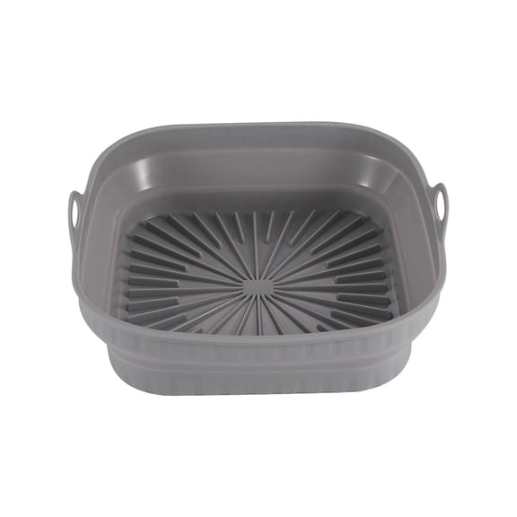 QuanTara 8.5in Foldable Silicone Square Baking Pan, Non-Stick Air Fryer Liner & Steaming Pan with Handles, 464°F Oven Safe Reusable Mat, Dishwasher Safe