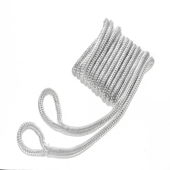 Attwood 11843-7 Double Braided Fender Lines — Braided Nylon, Spliced Ends, Pair of Lines, ¼-In. Thick, 5 Feet Long, White