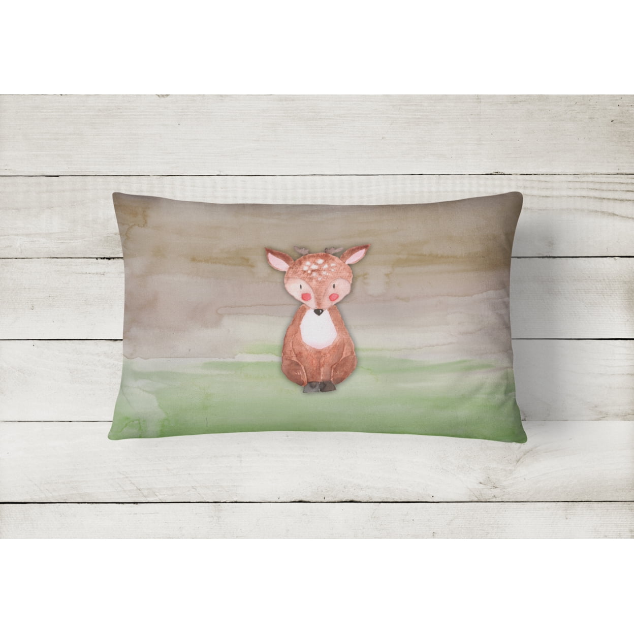 Baby Deer Watercolor Canvas Fabric Decorative Pillow