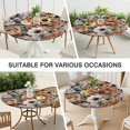 thumbnail image 7 of Round Picnic Table Cloth 100% Waterproof & Oil Proof, Elastic Fitted Table Cover for 45"-52" Round Tables, for Dining, Camping, Outdoor, 7 of 7