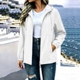 thumbnail image 5 of Zylanna Women Packable Rain Jackets Windbreaker, Waterproof Lightweight Adjustable Hem & Hooded with Pockets Travel Outdoor Casual Daily Raincoat White, 5 of 9