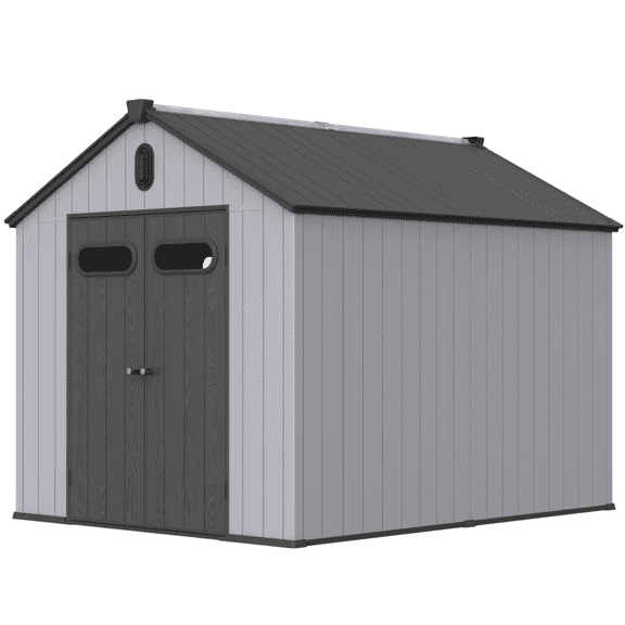 Modern Garden Storage Shed - 8x10FT Sleek Gray/Black Design for Tools & Equipment