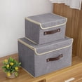 thumbnail image 4 of Portable Foldable Storage Box, Breathable Fabric Drawer Organizer with Cover, Blue, 26x20x17cm, 4 of 6
