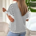 thumbnail image 4 of Clean Fashion Striped Blouses For Women Elegant Ruffle Bat Sleeve Shirts Summer Dressy Tops Casual Color Block Tees Loose Fit T Shirt Going Out Blouse, 4 of 4