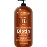 New York Biology Biotin Conditioner for Hair Growth and Thinning Hair  Thickening Formula for Hair Loss Treatment  For Men & Women  Anti Dandruff - 16.9 fl Oz