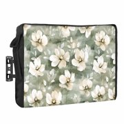 Vintage Magnolia Outdoor TV Cover 60 to 65 inch Weatherproof Waterproof, White Blooming Floral Green Oil Painting TV Enclosures with Remote Control Pocket Flat Screen Protector for Outside