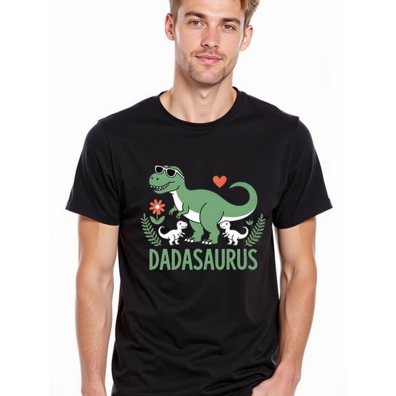 greennik Dadasaurus Dinosaur Dad Tee Men comfort colors tshirt black gifts graphic Hip-hop street style Weekend casual wear Basic Unisex Shirt Printed tshirts