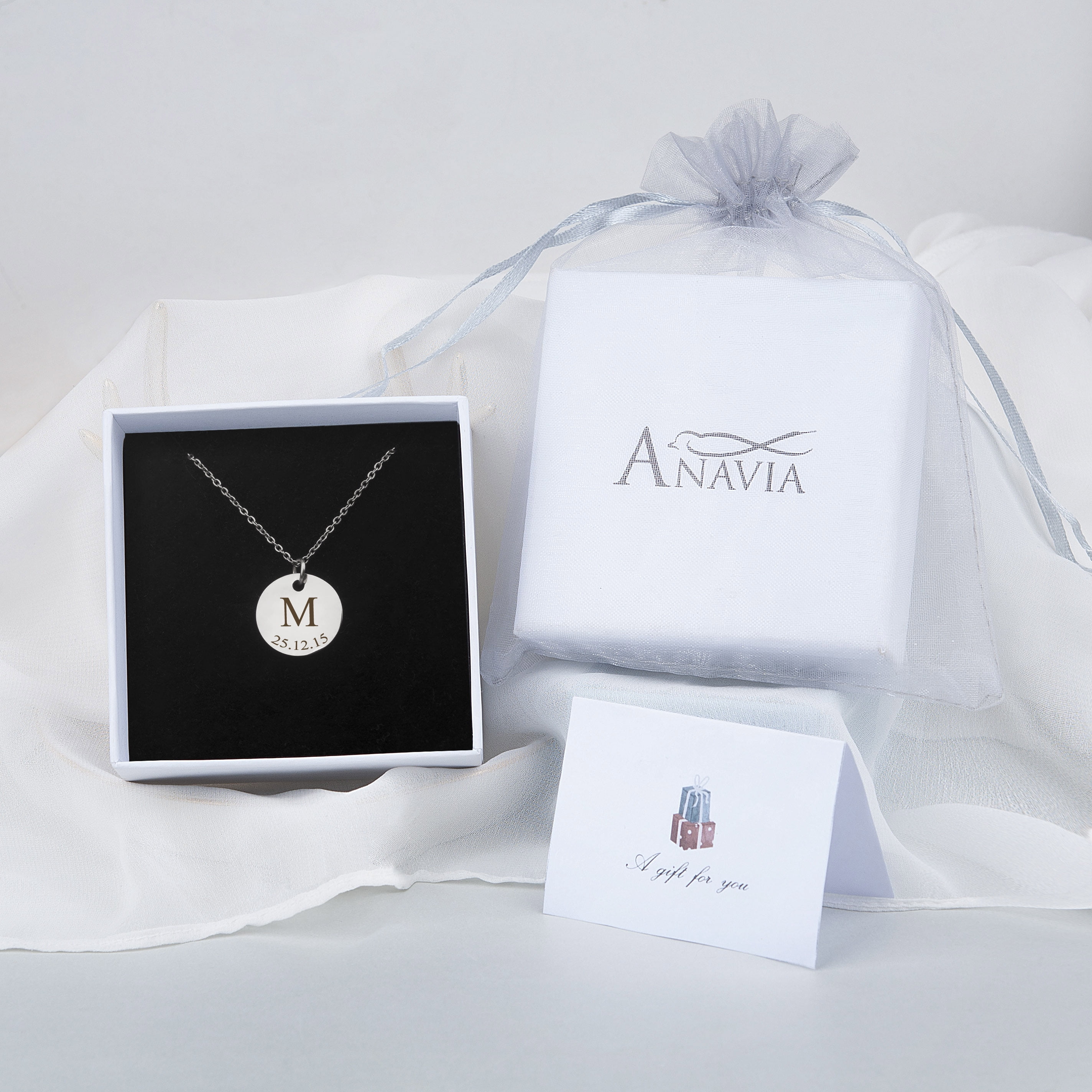 Personalized Silver Initial Date Disc Necklace - Mother's Day Gift for Mom - Engravable Jewelry for Her - Custom Anniversary Pendant - Ships Next Day!