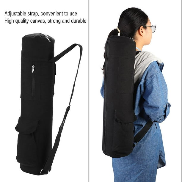 Garosa Yoga Mat Storage Bag, Multifunctional Yoga Mat Bag, Multifunctional  Black Canvas Yoga Mat Storage Bag Carrier Backpack with Adjustable Strap 