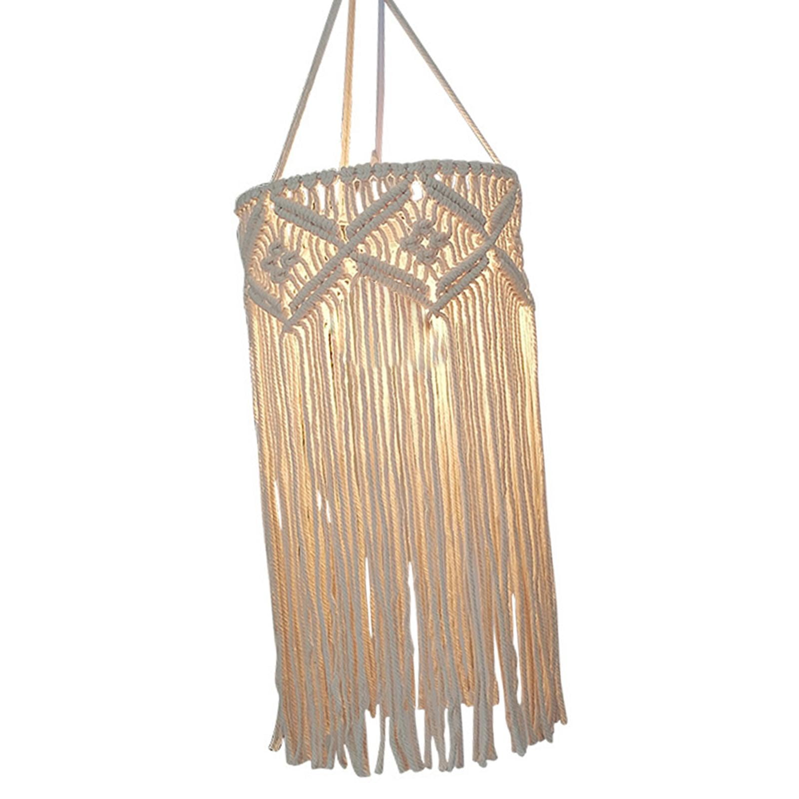 Macrame Lamp Shade Pendant Light Shade Large Modern Handmade Hanging Light Cover Hanging Lampshade for Living Room, Dorm, Office, Home Decor , Style B
