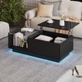 thumbnail image 4 of Noble House Lift Up Coffee Table,High-Gloss LED Lit Lifting Centre Table,Black, 4 of 10