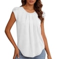 thumbnail image 2 of Iyufng Womens Tops Summer Chiffon Blouses Round Neck Short Sleeve Tops Casual Work Shirts, 2 of 8