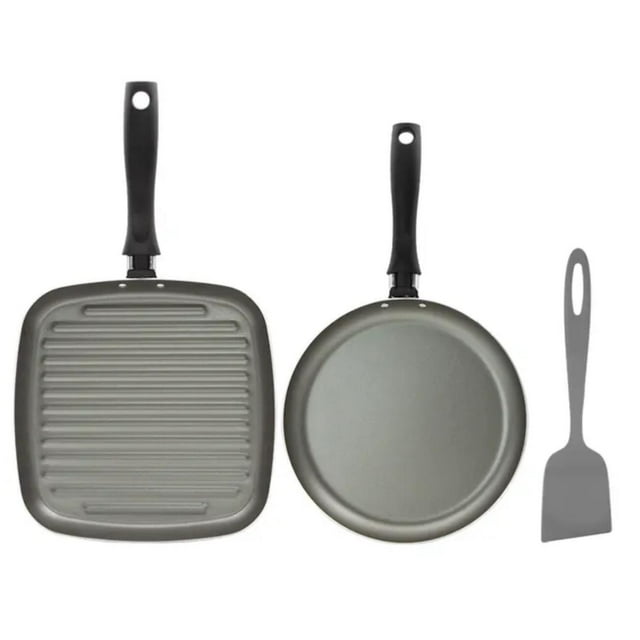 Juego De Sartenes Bifera Panquequera 3 Pzas gris