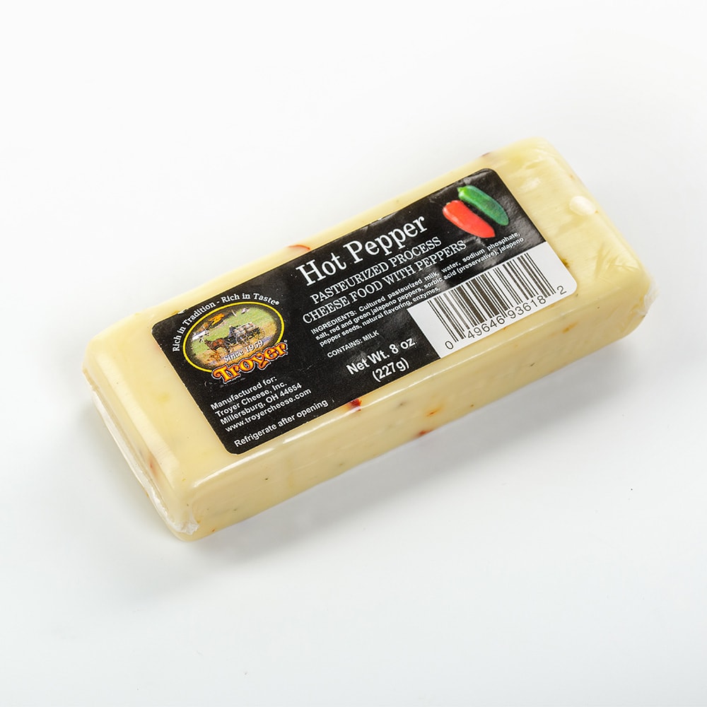 Troyer Shelf Stable Pasteurized Process Hot Pepper Cheese Food 8 oz Pack of 2