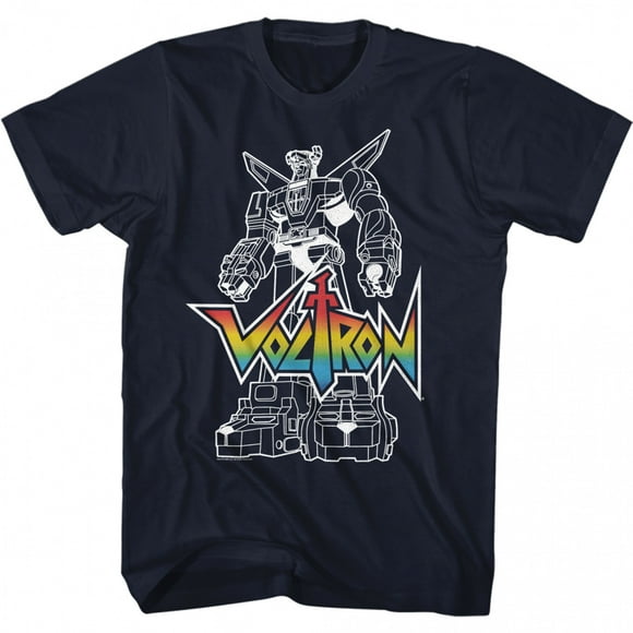 Voltron Character Line Art with Logo Robot T-Shirt-3XLarge