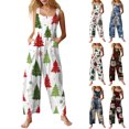 thumbnail image 6 of Women's Christmas Printed Jumpsuit - Loose Casual Versatile Romper, Green Size S, 6 of 6