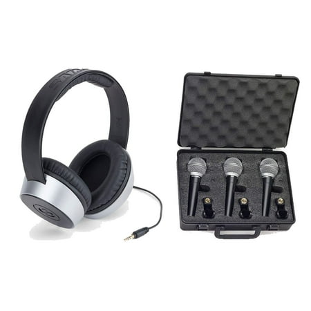3 Pack Samson R21 Dynamic Microphone and SR550 Closed Back Headphone Bundle