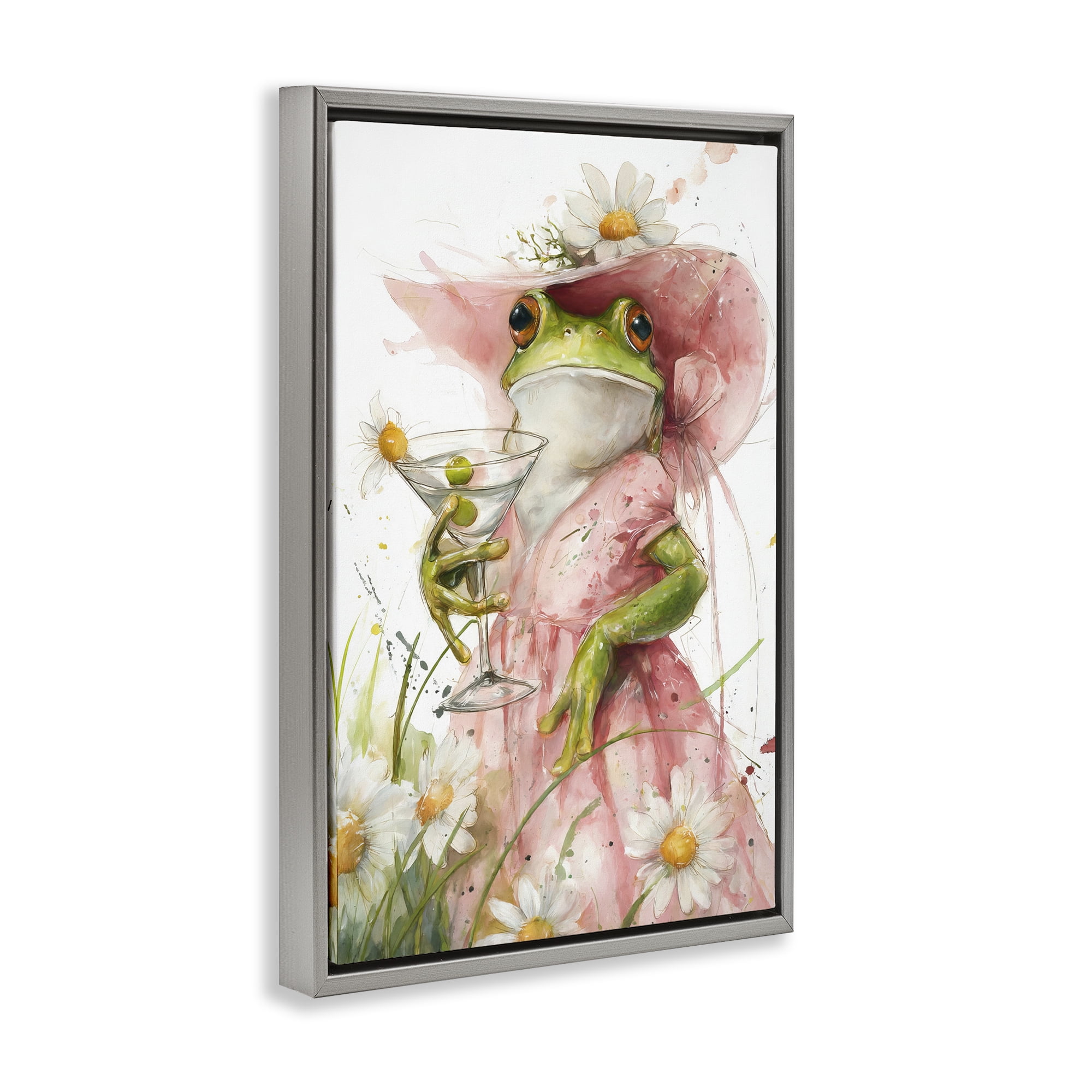 Stupell Industries Martini Hoppy Hour Gray Framed Floater Canvas Wall Art, design by Tina LeCour