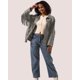 thumbnail image 4 of Chaqueta Locachy de gamuza sintética con flecos para mujer, vintage, gris, talla S, 4 of 7