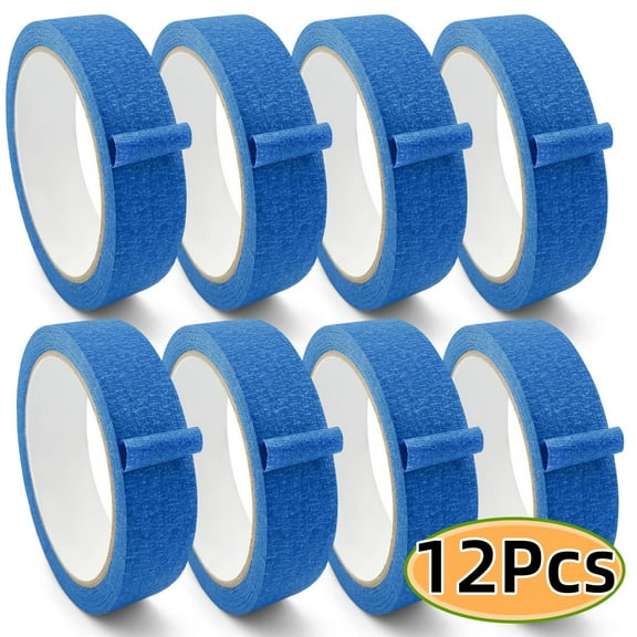 Blue Painters Tape 1 Inch Bulk Paint Tape 12 Rolls  0.94in x 22yd x1 Inch Blue Masking Tape for Walls Painting Packing Automotive Home
