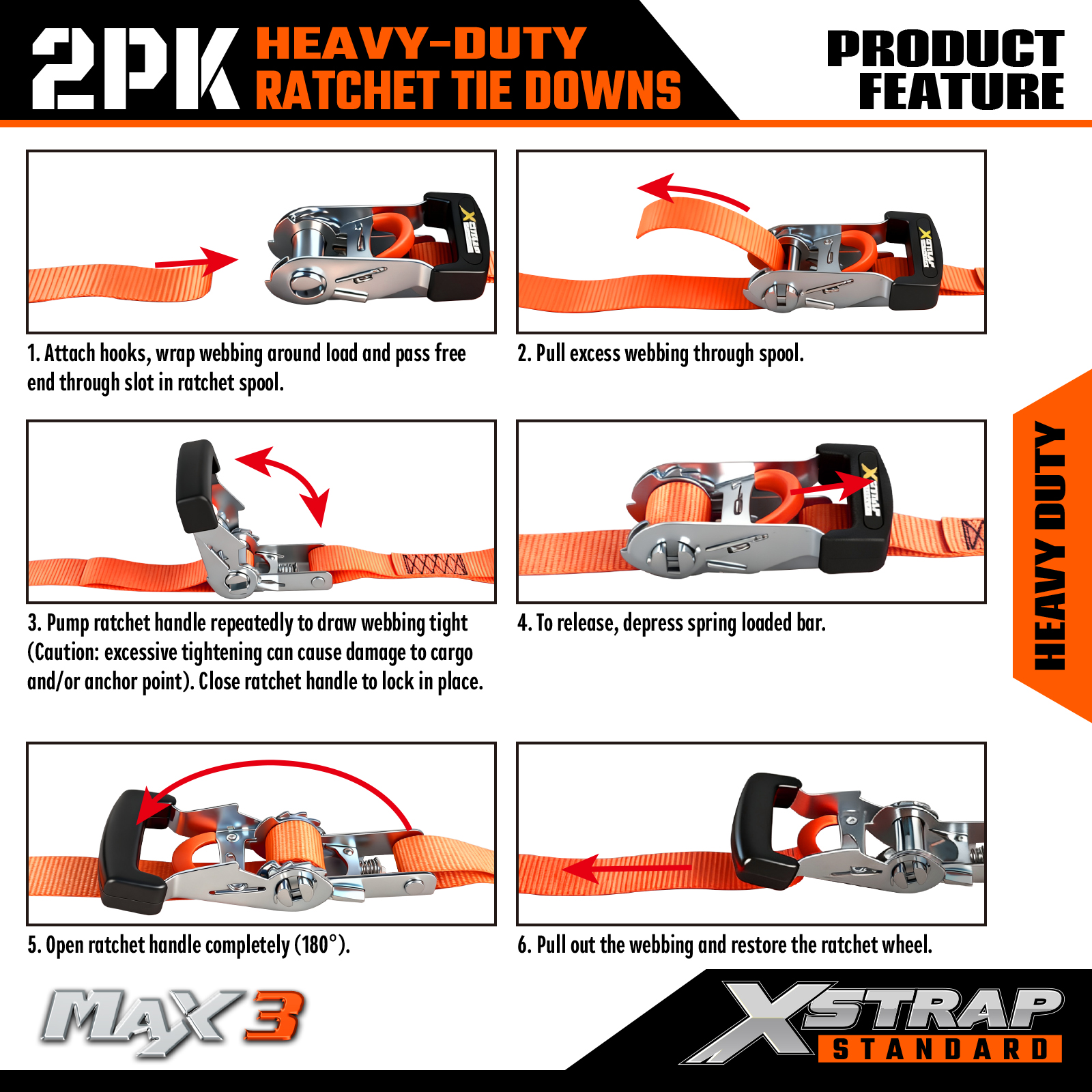 XSTRAP 4PK - 1-1/16 in x 10 ft Tie Down Kit with Storage bag
