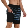 thumbnail image 3 of Haiem Navy Camouflage American Flag Men'S Quick-Dry Swim Trunks: Comfortable Beach Shorts With Mesh Lining And Pockets - Ideal For Swimming And Sunbathing Small, 3 of 9