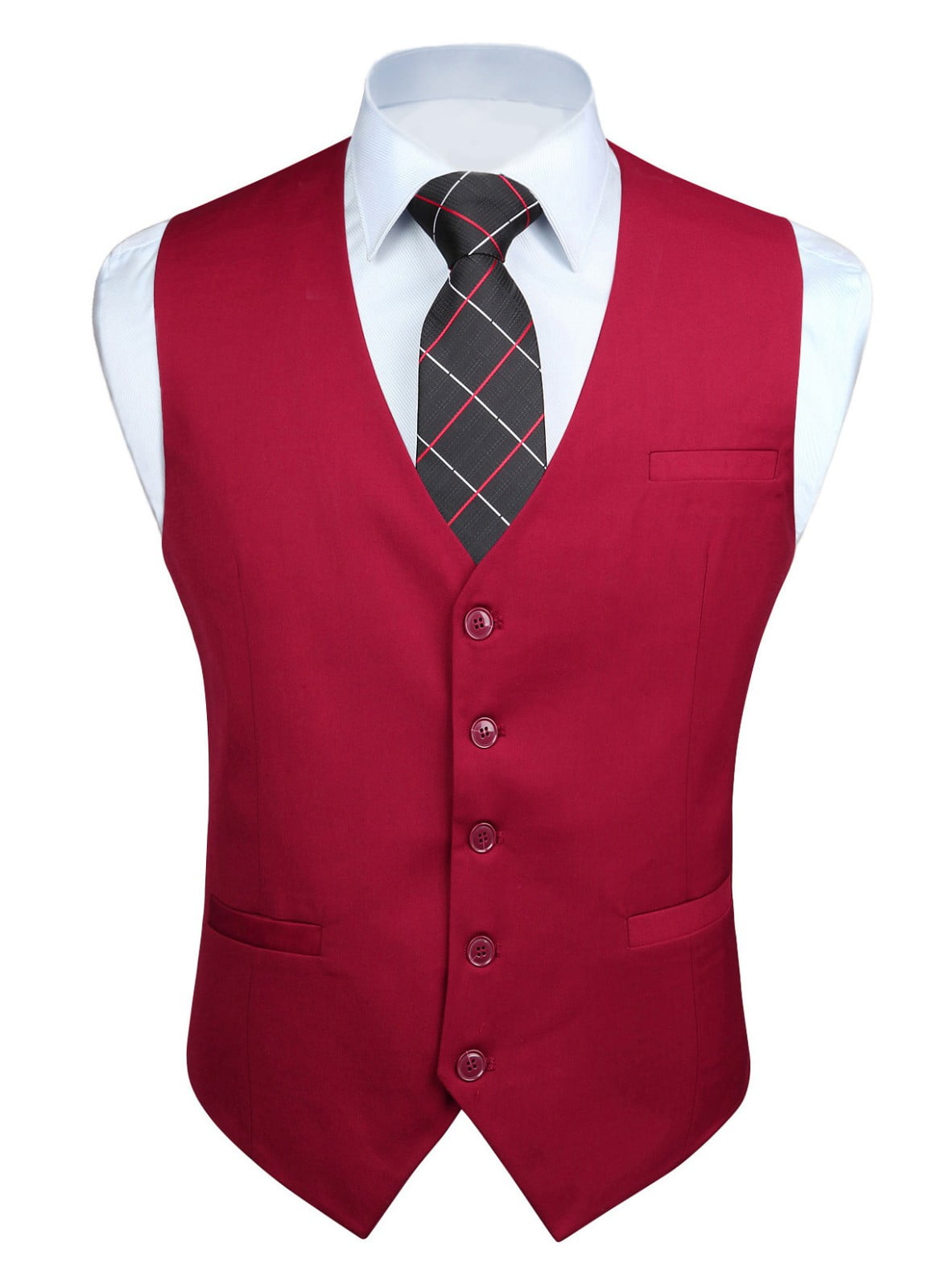 HISDERN Men's Suit Vest Business Formal Dress Waistcoat Vest with 3