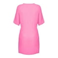 thumbnail image 5 of Afdoent Dresses For Women Summer Mid Length Loose Solid Color Short Sleeve Chiffon Shirt Dress Fashion Beach Vacation Clothes, 5 of 5