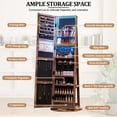 thumbnail image 3 of Aukfa 360° Swivel Jewelry Armoire,LED Jewelry Organizer Stand with Full Length Mirror,Brown, 3 of 8