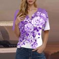 thumbnail image 2 of Blusas de Manga Corta para Mujeres Impresas Cuello Redondo Casual, Top de Algodón de Imitación para el Hogar Y el Uso Diario, 2 of 7
