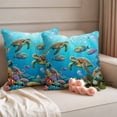 thumbnail image 2 of Ocean Sea Turtle Outdoor Waterproof Pillow Covers, Blue Coastal Fish Coral Jellyfish Marine Life Decorative Square Throw Pillowcase Sofa Cushion Sham for Patio/Couch/Chair, 16"x16" 2 Pack, 2 of 8