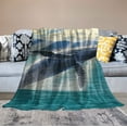 thumbnail image 2 of RUIYC Sea Animals Throw Blanket, Humpback Whale Playing in The Water from Whale Whatching Boat, Flannel Accent Piece Soft Couch Cover for Adults, Turquoise Blue White, 2 of 6