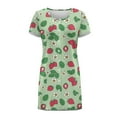 thumbnail image 4 of FKELYI Floral Strawberry Leaf Print Women's Nightgown Short Sleeve Pajama Dress Soft Fabric Sleepwear Dress Button Down Sleep Shirts Breathable Boyfriend Nightdress, XL, 4 of 6