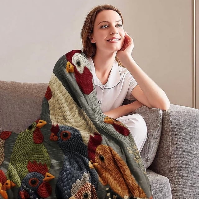 Chicken Head Blanket Chicken Head Patterns Printed Blankets For Both Indoor And Outdoor Home Decor For Couch Bed And Living Room Chickens Lovers