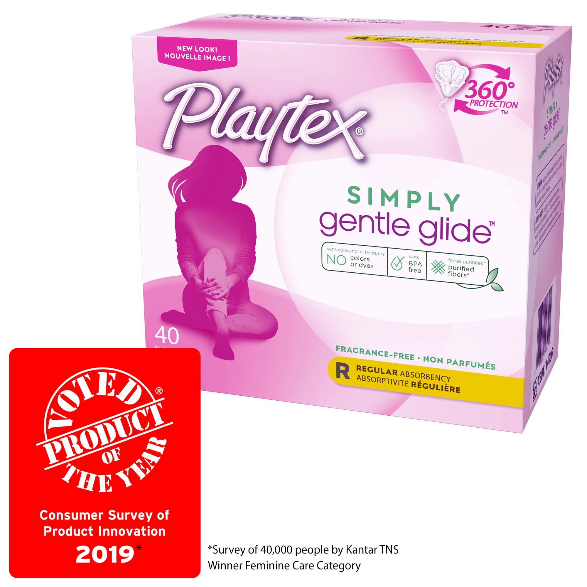 Playtex Simply Gentle Glide Tampons, Unscented, Regular, 40 Ct