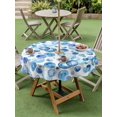 thumbnail image 4 of Outdoor Tablecloth with Umbrella Hole for Patio/Picnic/Party/Camping, Blue Ocean Bubble Waterproof Table Cloth Round Cover Washable, Watercolor Sea Bubble Summer (Dia 54"), 4 of 8