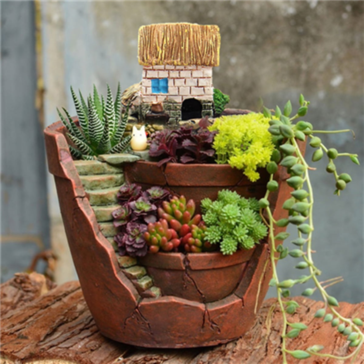 Vintage Resin Plant Pot Cactus Bonsai Flower Vase Suitcase Design Garden Planter