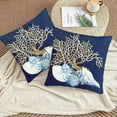 thumbnail image 6 of Indigo Coral Seashells Whelks Set of 2 18X18 Inch Throw Pillow Covers Ocean Marine Reef Aquatic Plant Oil Nautical Pillow Cases Designer Deco Home for Living Room Bedroom Sofa Office Coffee, 6 of 6