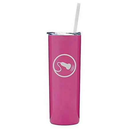 

20 oz Skinny Tall Tumbler Stainless Steel Vacuum Insulated Travel Mug With Straw Sonography Sonographer Ultrasound (Hot Pink)